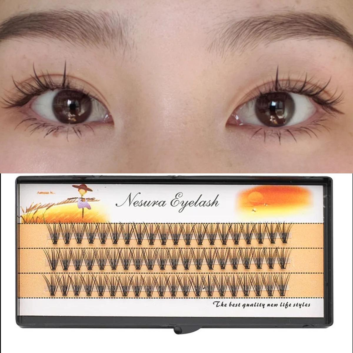 3 Root 60pcs Black 12mm, C Curl Handmade 3D Pre-Made Faux Mink Nesura Eyelashes
