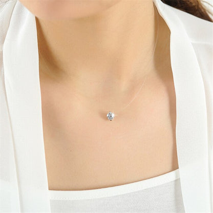 choker Invisible Fish Line Crystal Necklace Pendants Neck Zircon Women Clavicle Chain Lady Feminino Collar 8mm Zircon A One World Best Gift