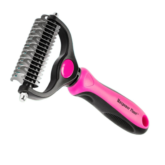 Pet Grooming BrushSingle Sided Shedding & Dematting Undercoat Rake for Dogs & Cats – Long Hair Pet Comb (Pink)