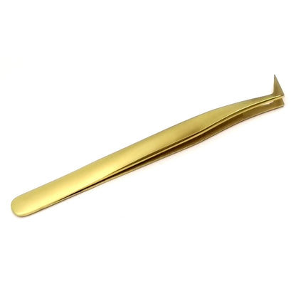 1 Pcs Golden Eyelash Extension Tweezers Stainless Steel 3D Precise Clip Fake Eyelash Tweezers Eyelash Extension Supplies Suit Nail Art Makeup Tools Individual Curved Strip Lashes Eyebrow Hair Clip chemti Fine tip Tongs
