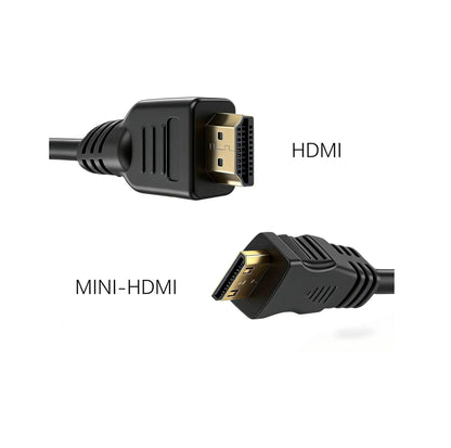 HDMI to Mini HDMI Cable 2 Meter | Gold Plated Male to Male High Speed HD Cable for Laptop, Tablet, Camera & Devices (Black)