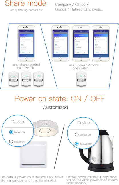 KTNNKG 30amps WiFi Switch for Garden Light, Pool Pump and Dust Collector,Support Remote Control,Compatible with Ewelink APP , Neutral Wire Required,110V 220V ac