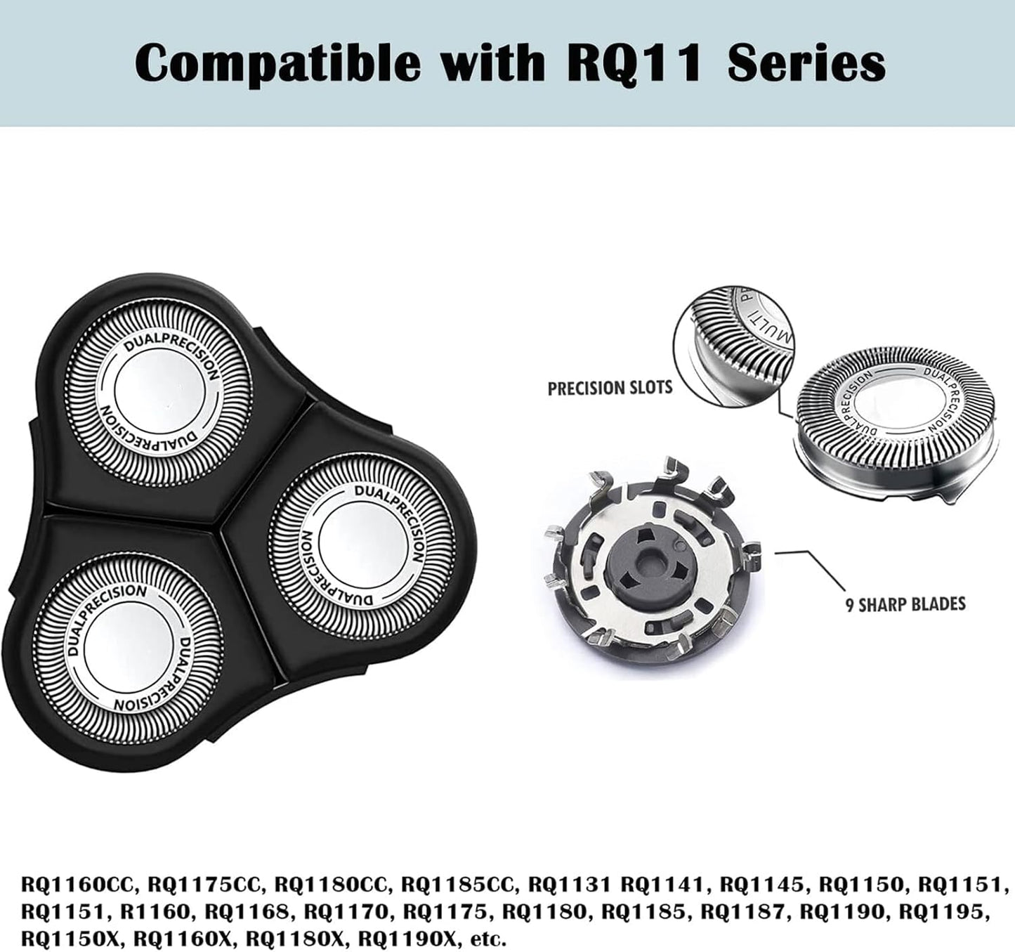 RQ11 Replacement Head Fits for Norelco SensoTouch 2D 1100 Series, RQ11 Electric Razor Replacement Blades Heads New Upgraded Shaving Unit Head Compatible with Ph-ilips 1150x, 1160x, 1170x,1180x Series