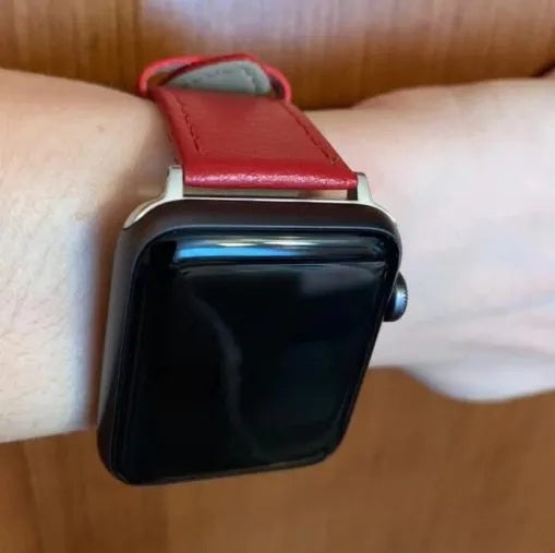 Leather i Watch Band – Red 42mm 44mm 45mm 49mm Rose Gold