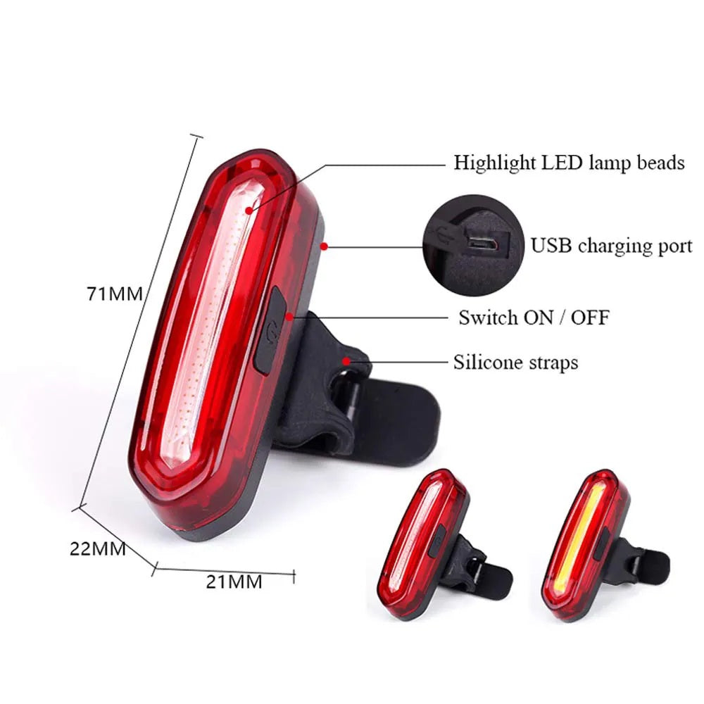 100 LM Rechargeable COB LED USB Mountain Bike Tail Light Taillight MTB Safety Warning Bicycle Rear Light Bicycle Lamp