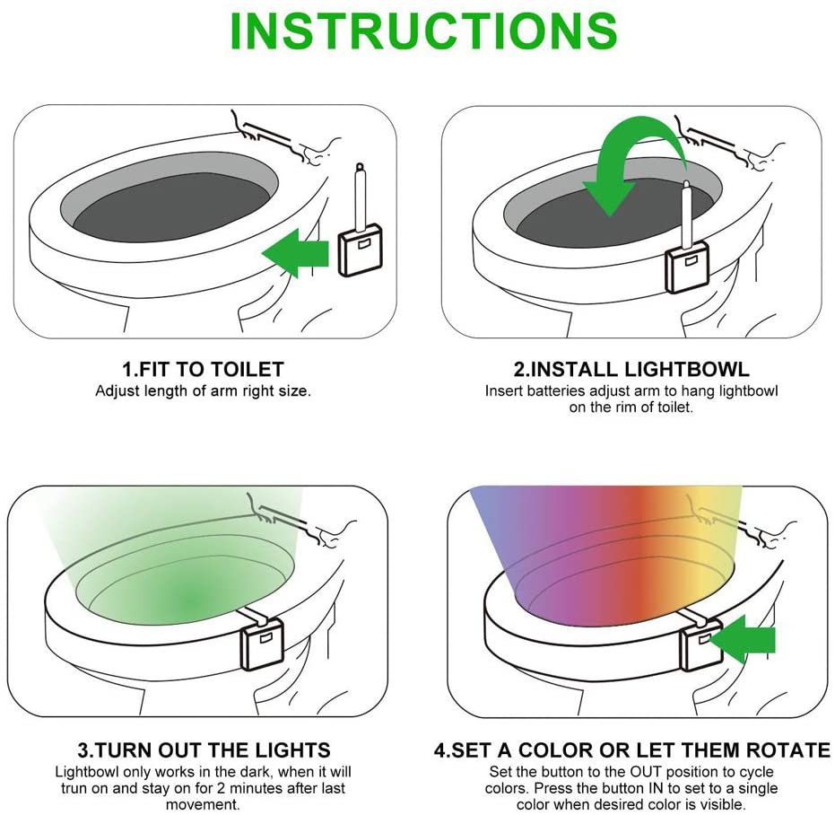 Motion Sensor Toilet Night Light Home Toilet Light Bathroom Body Motion Sensor Toilet Bowl Seat Light Lamp 8-Color Changes