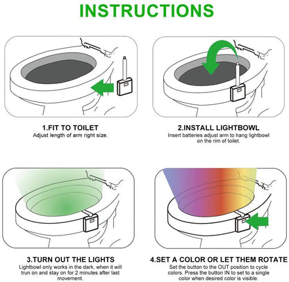 Motion Sensor Toilet Night Light Home Toilet Light Bathroom Body Motion Sensor Toilet Bowl Seat Light Lamp 8-Color Changes
