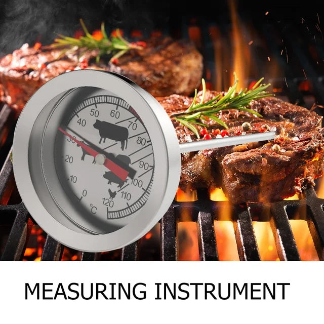 Stainless Steel Roasting Thermometer, Analogue and Wireless Meat Thermometer for Kitchen and Grill, Ideal Steak, Meat, Poultry, 5.3 x 11 cm