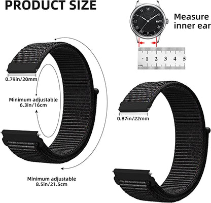 20mm 1 pcs Black + Check Gray Fashion Smart Watch Band for Garmin venu 2 Fenix 7S / 6S / 5S / 5S Plus Fenix 7/6/5/5 Plus Vivoactive 4 Forerunner 55/245/645/158 Nylon Smartwatch Strap Breathable Quick Release Slim Thin Sport Band