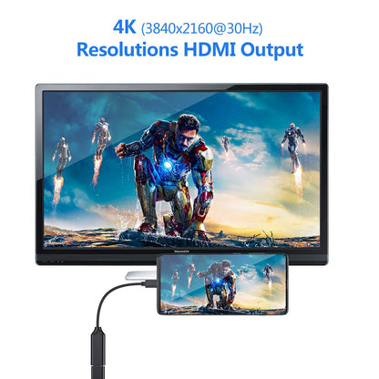 USB C to HDMI 4K Adapter for Apple (Thunderbolt 3 Compatible) with Video Audio Output for  2018/2017/2016,  Note 9/S9/Note 8/S8,  Mate 20 and More (Black)