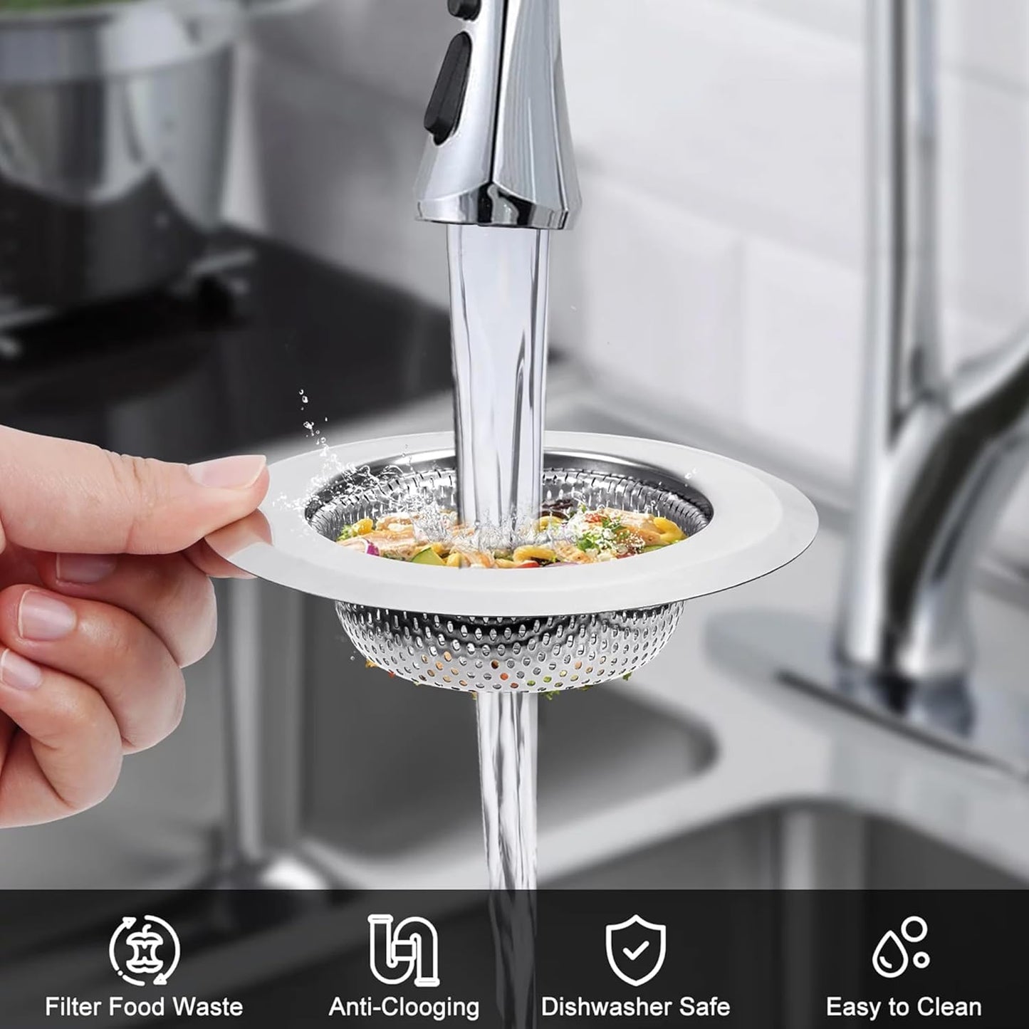 Stainless Steel Kitchen Sink Strainer, Heavy-Duty Sink Jali Drain Filter for Kitchen, Standard Size