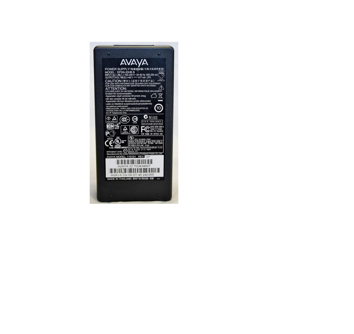 Original 48V Desktop Adapter for Avaya IP Phones (700434897) Genuine Avaya 1151D1 IP Phone Power Supply