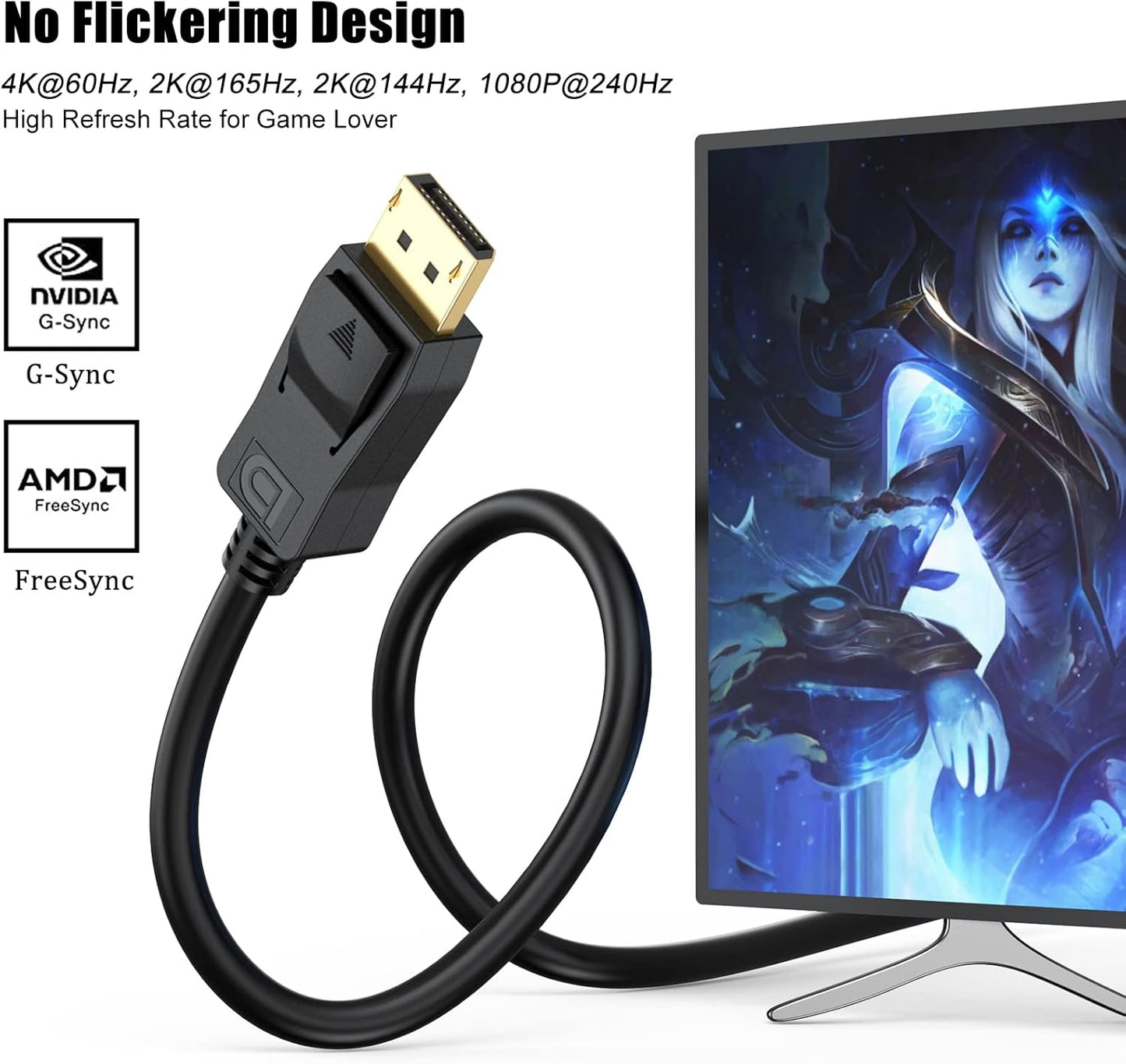 Ultra HD DisplayPort Cable (DP to DP) – 4K 60Hz High-Speed for PC, Monitor & Projector