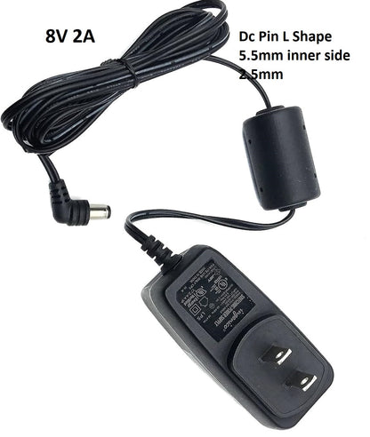 8V 2A DC Power Adapter L-Shaped 5.5mm x 2.5mm Plug | AC to DC Switching Power Supply | 100-240V Input | Long Cable | A One Product