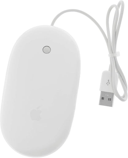 Apple Mighty Mouse A1152 USB Wired 20 cm Optical Mouse – 360° Scroll Ball, Multi-Button Touch Design for Mac & Windows (White)
