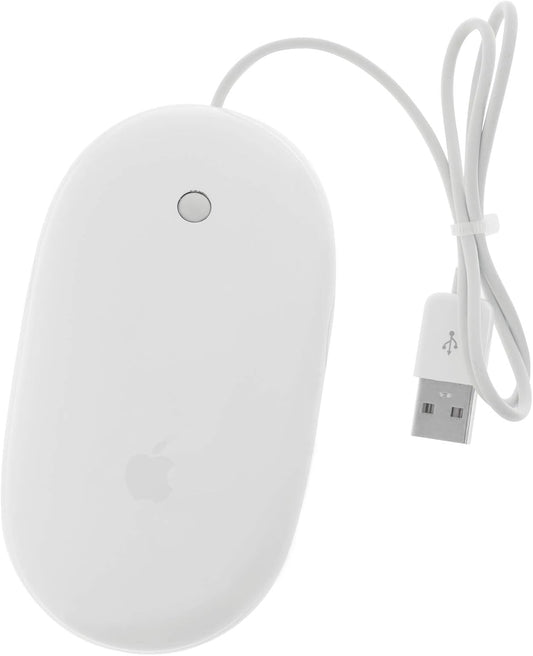 Apple Mighty Mouse A1152 USB Wired 20 cm Optical Mouse – 360° Scroll Ball, Multi-Button Touch Design for Mac & Windows (White)