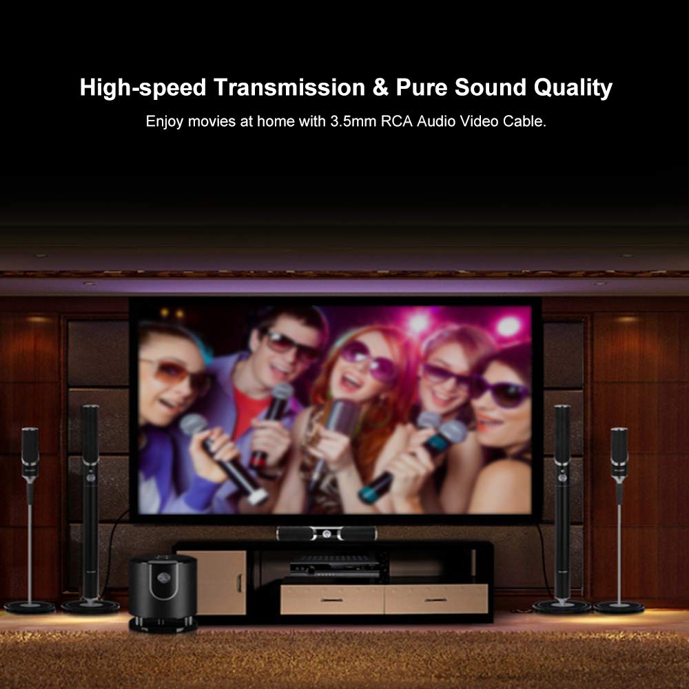 3-in-1 RCA AV Cable 3.5mm Jack to 3 RCA Male – 112CM Audio Video Cable Adapter for TV, DVD, Mobile & Home Theater