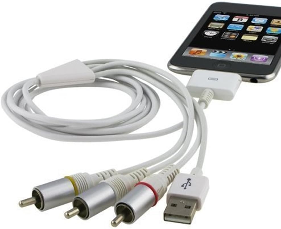 USB to RCA Composite AV Cable for Apple iPad 1/2, iPhone & iPod – TV Video Audio Output Cable (3 RCA, Yellow/Red/White)
