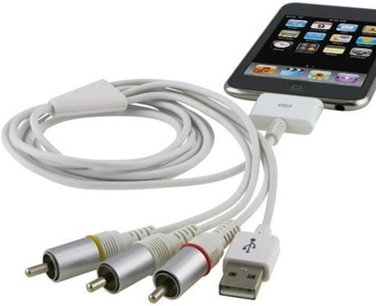 USB to RCA Composite AV Cable for Apple iPad 1/2, iPhone & iPod – TV Video Audio Output Cable (3 RCA, Yellow/Red/White)