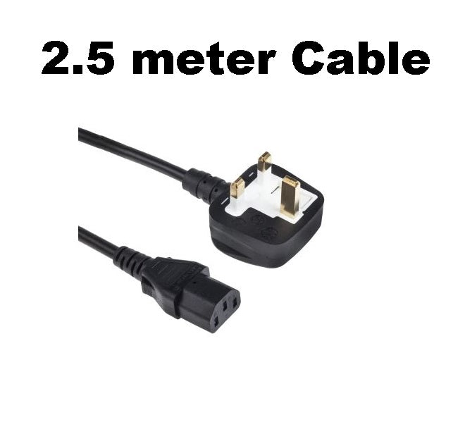 2.5 Meter 3-Pin Desktop Power Cable  Black & White – Heavy Duty Power Cord for PC, Monitor, Printer & Electronic Devices