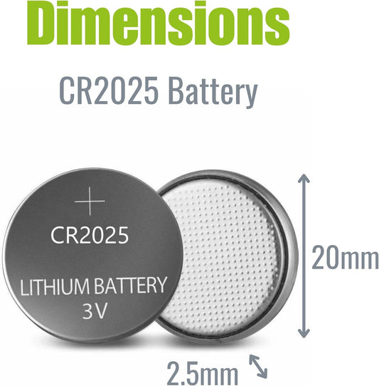 2 pcs CR2025 3V Lithium Coin Button Cell Battery Long Life CR 2025 for Car Key Fob Watch Weighing Scale Remote LED Toys