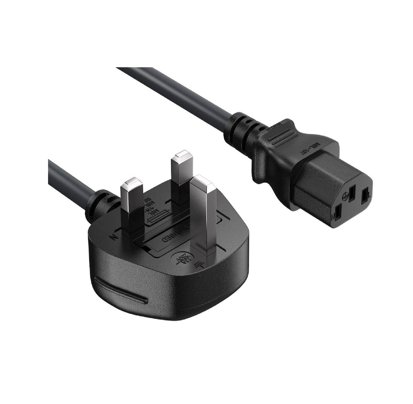 1.5Ft  3-Pin Desktop Power CableBlack & White – Power Cord for PC, Monitor, Printer, UPS & Electronic Devices
