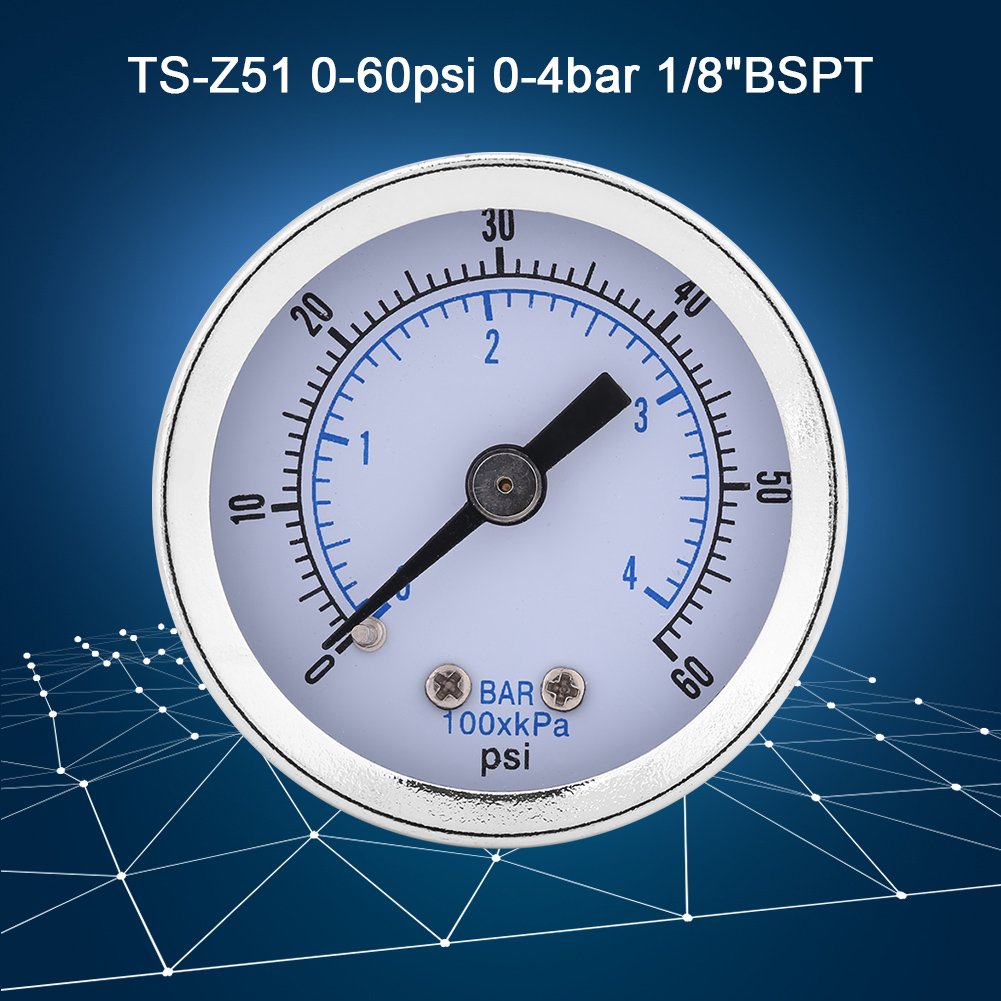 0–60 PSI / 0–4 Bar Pressure Gauge – 1/8" BSPT Connection