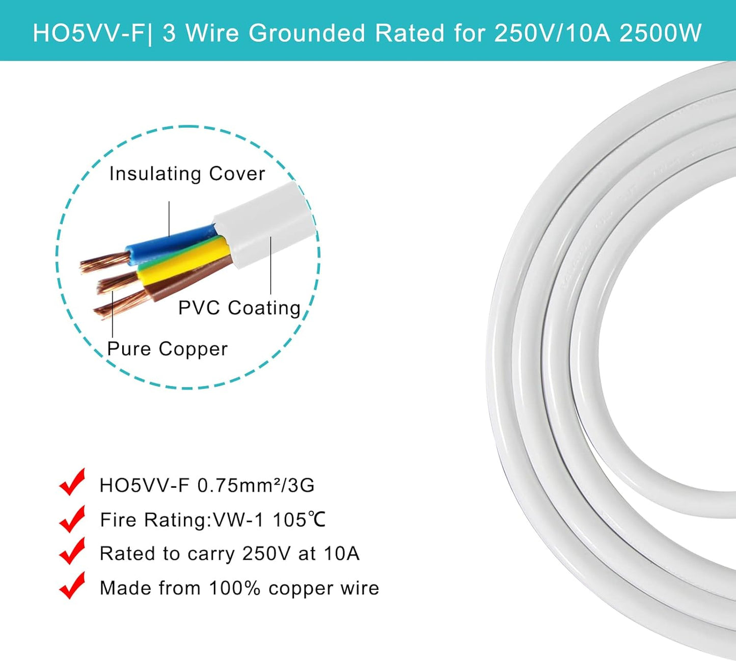 Universal IEC C5 Cloverleaf Power Cable – 5A 250V AC Cord for Laptop & Printer