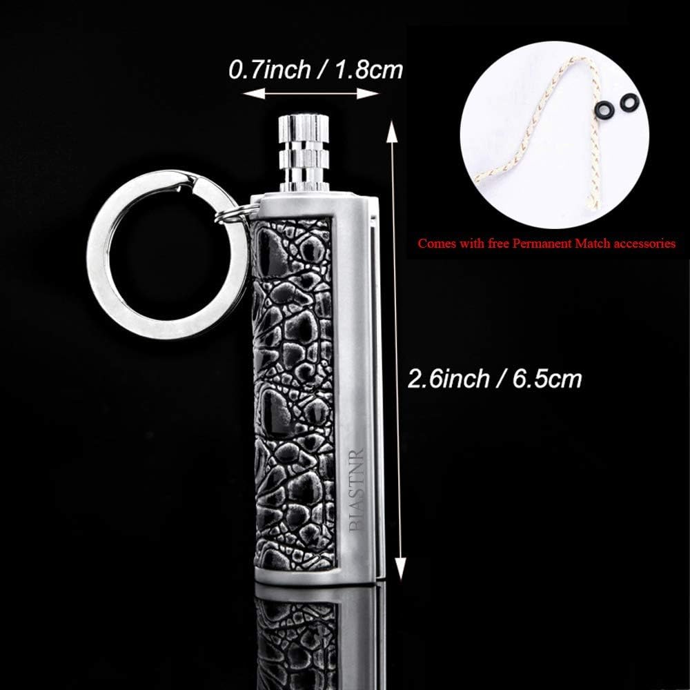 1 PCS Permanent Match Emergency Lighter Black | Metal Matchstick Fire Starter Keychain Reusable Survival Striker Kit for Camping & Hiking