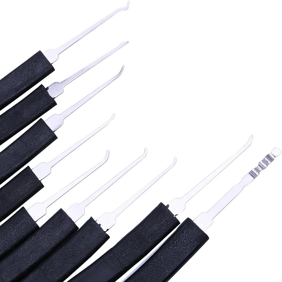 9pcs Lock Pick Tools Set with 1 Tension Wrench – Professional Stainless Steel Lock Picking Kit for Practice, Repair & Locksmith Training