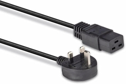 2 Meter UK 3 Pin Plug to IEC C19 Power Cable Black – Heavy Duty Power Cord for Server, UPS & PDU