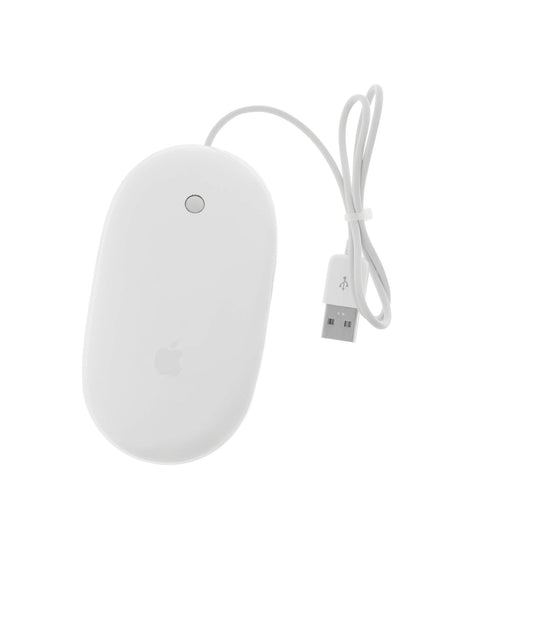 Branded Apple Mighty Mouse A1152 USB Wired30 cm Optical Mouse – 360° Scroll Ball, Multi-Button Touch Design for Mac & Windows (White)