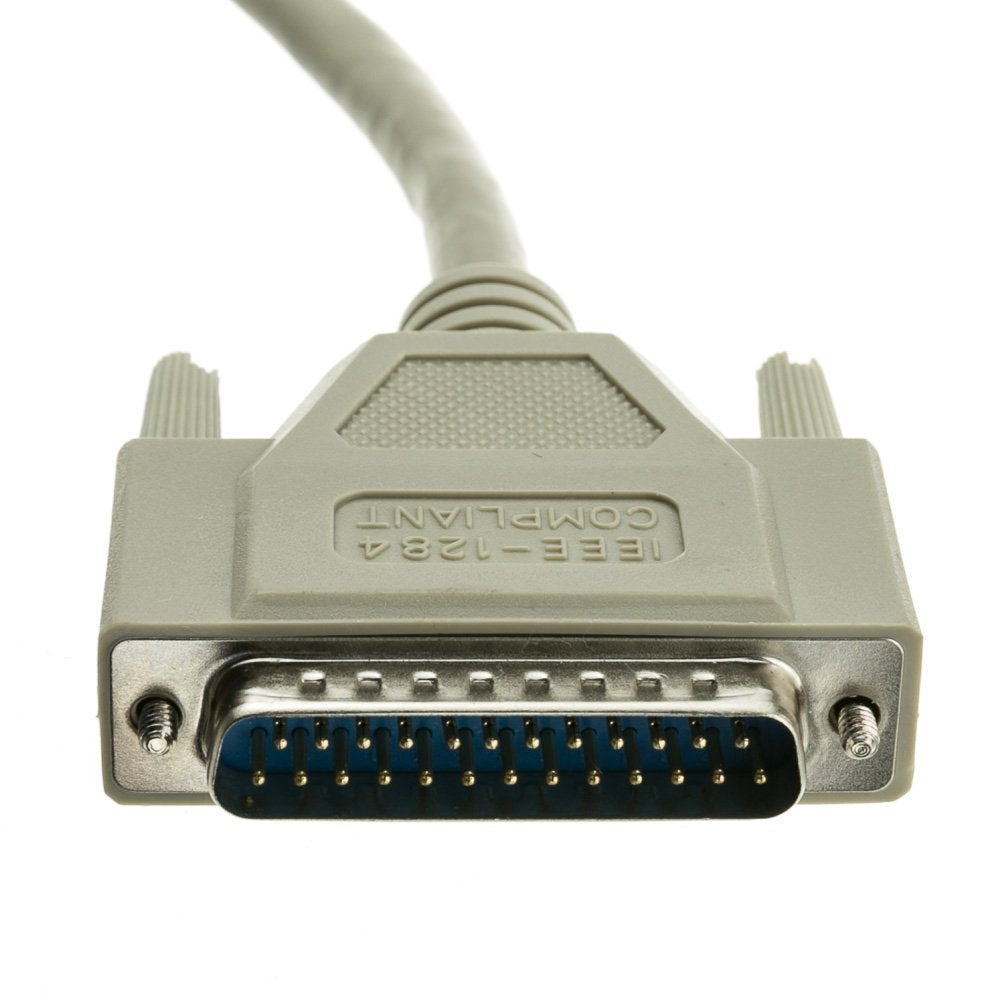 DB25 Male to Male Printer Cable 2.5 Meter – 25 Pin Serial IEEE-1284 Parallel Cable A/A Type, 18 Twisted Pairs, High Speed Data Transfer Beige
