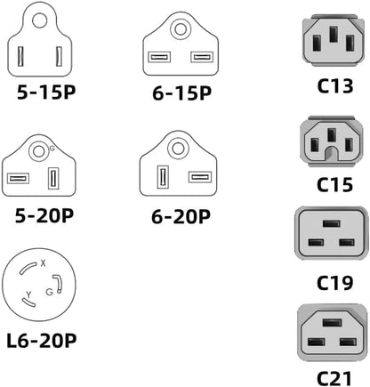 C20 to C13 Power Cord 10ft (3m) 15A 250V 14AWG IEC Power Extension Cable – Heavy Duty Multi-Color Server & PDU Power Cable