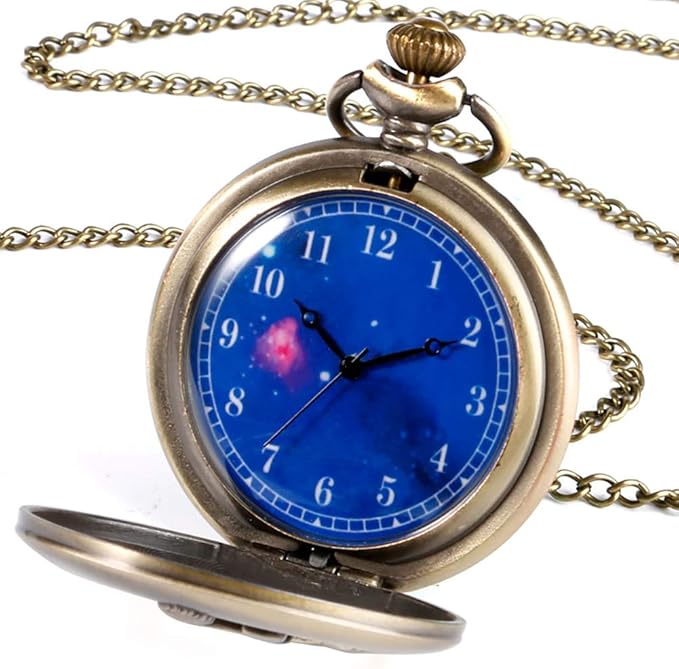 Little Prince Design Pocket Watch Quartz Pocket Watch for Men Blue Planet Dial Necklace Pocket Watch Gift