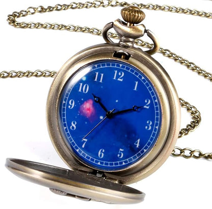 Little Prince Design Pocket Watch Quartz Pocket Watch for Men Blue Planet Dial Necklace Pocket Watch Gift