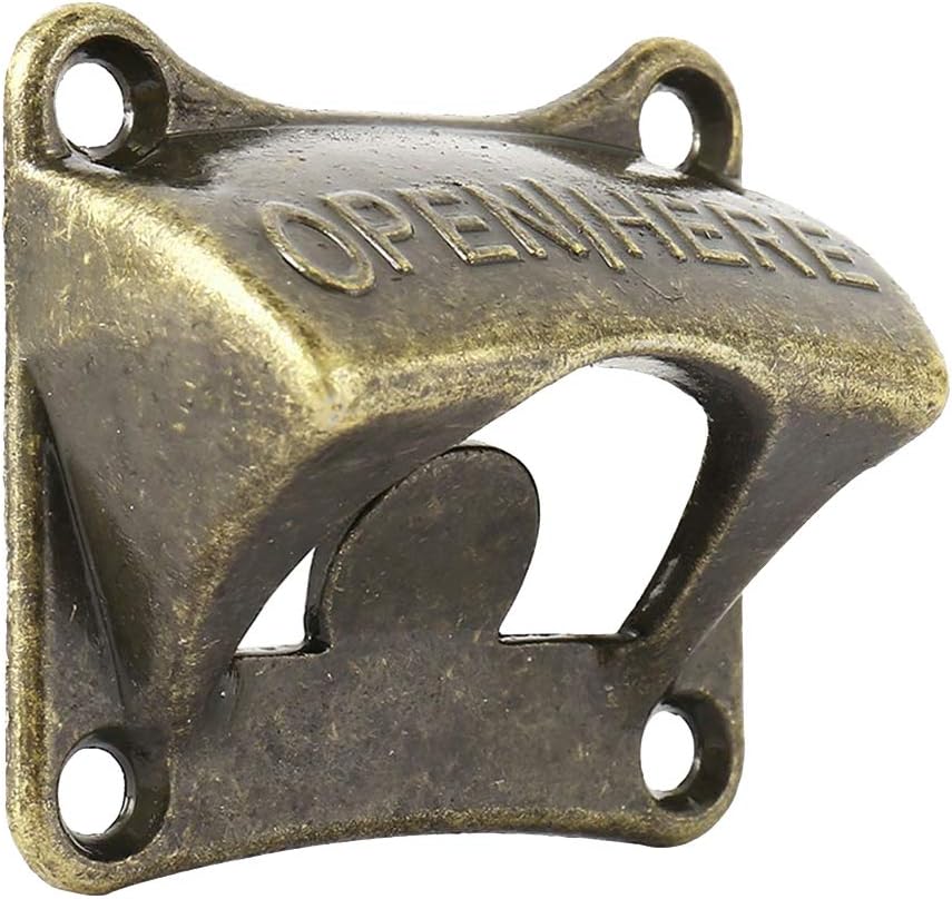 Vintage Bronze Bottle Opener, Wall Mounted Beer & Soda Cap Opener, Rustic Retro Bar Accessory, Heavy Duty Metal Opener