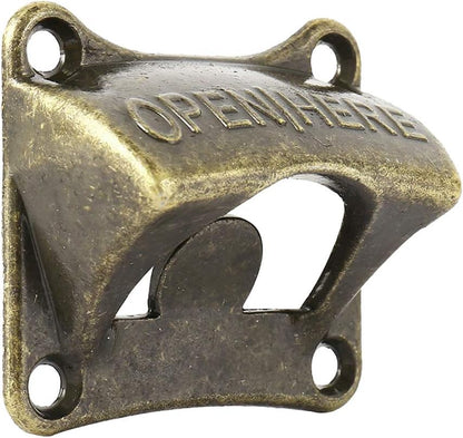 Vintage Bronze Bottle Opener, Wall Mounted Beer & Soda Cap Opener, Rustic Retro Bar Accessory, Heavy Duty Metal Opener
