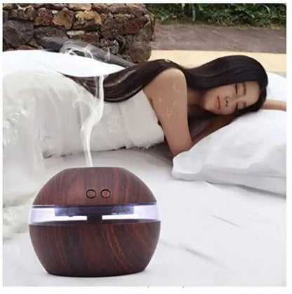 Wood Grain Mini Atomizer Humidifier – Whisper-Quiet USB Diffuser with Timer (2–8 Hours) for Bedroom, Office & Small Rooms