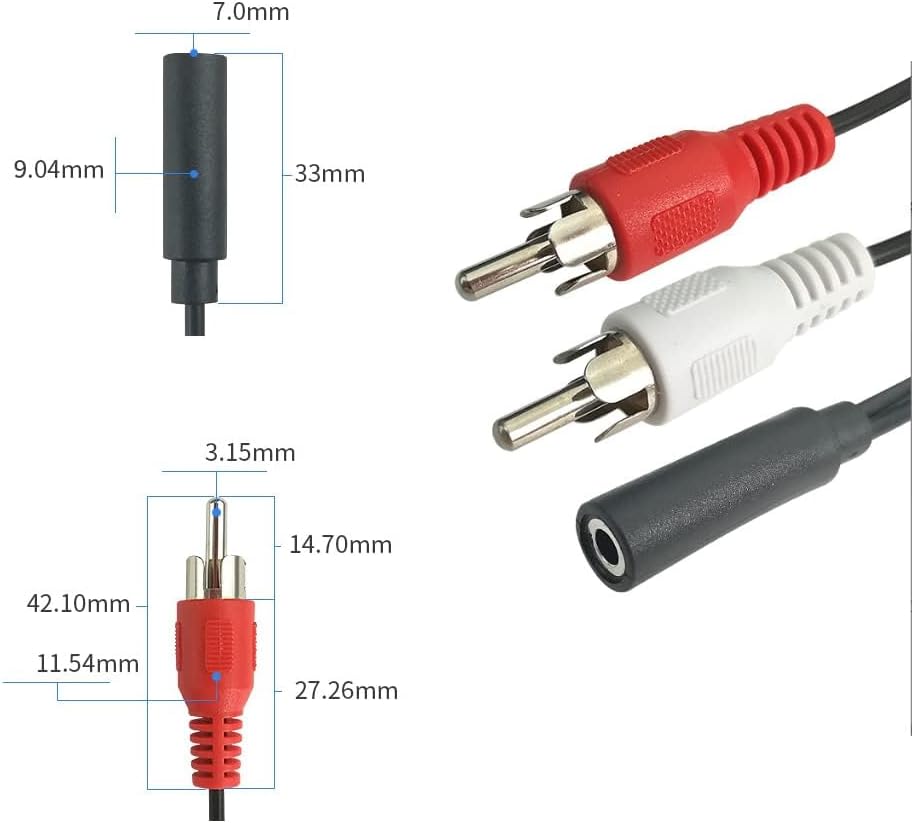 6 Inch 3.5mm Female to 2 RCA Male Stereo Audio Y Cable – 1/8" Jack to Red & White RCA Adapter for TV, Smartphone, Tablet & Home Theater