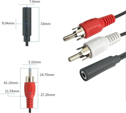 6 Inch 3.5mm Female to 2 RCA Male Stereo Audio Y Cable – 1/8" Jack to Red & White RCA Adapter for TV, Smartphone, Tablet & Home Theater