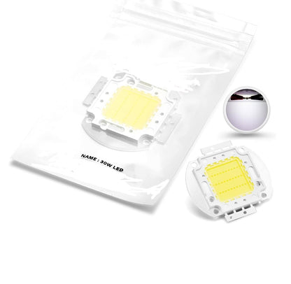 30W High Power White COB LED Chip 6000K–6500K | 900mA DC 30V Super Bright SMD LED for DIY Lighting