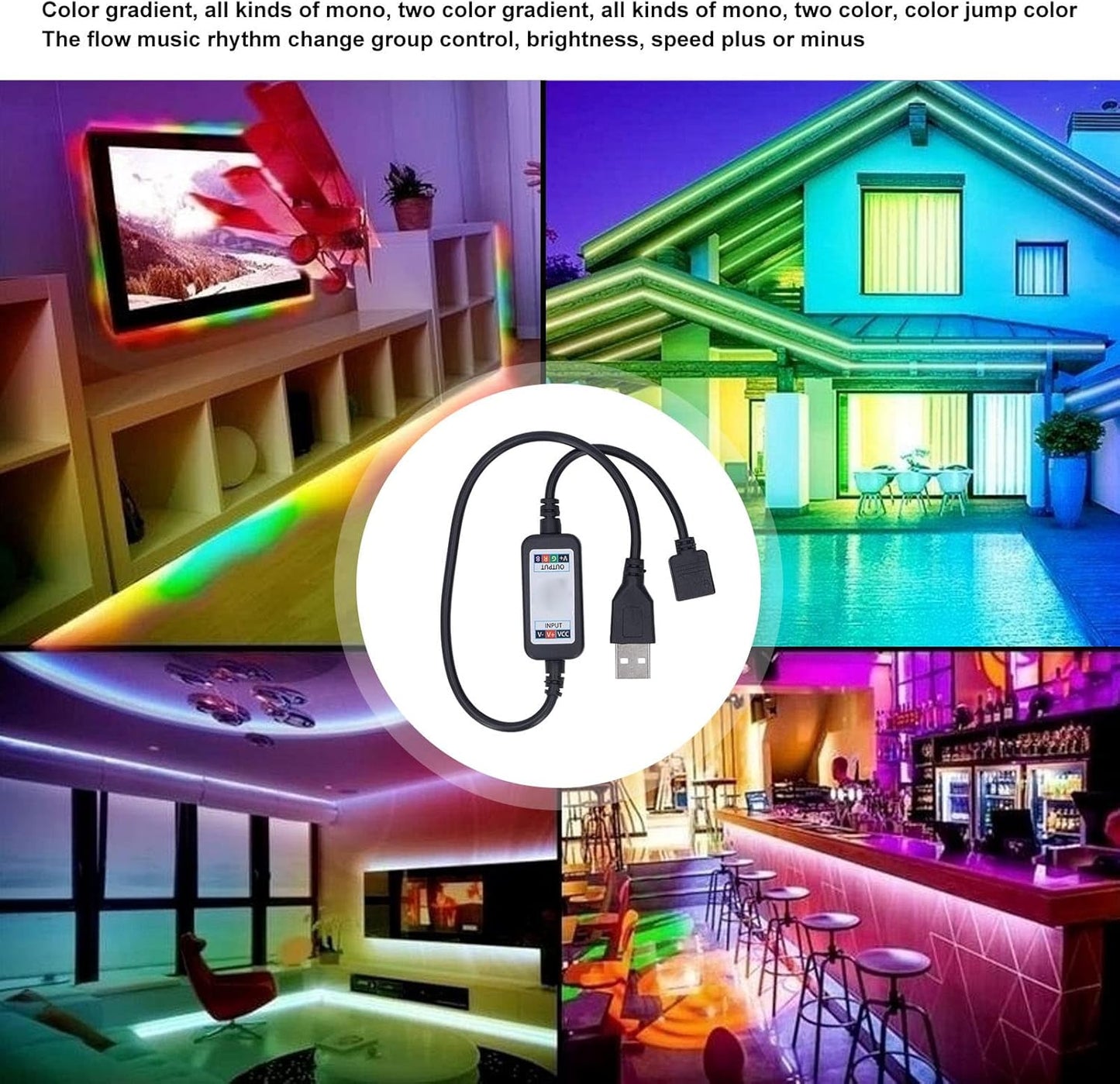 USB RGB LED Strip Light Dimmer Controller 5V–24V | 3×2A Output Smartphone Control for 3528, 5050 RGB LED Strips | Home, Hotel, Bar, KTV Lighting