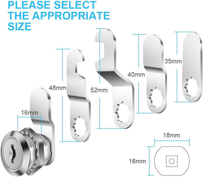 Flintronic 16mm Security Mailbox Cam Lock with 2 Keys & 5 Locking Plates – Cabinet, Drawer, File Cabinet & Tool Box Locking Solution