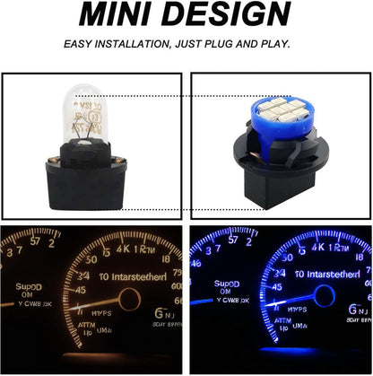 2 pcs T10 194 168 Blue LED Dashboard Instrument Light Bulbs – Super Bright 12V 8-SMD LED Gauge Cluster & Instrument Panel Lights for Car Interior
