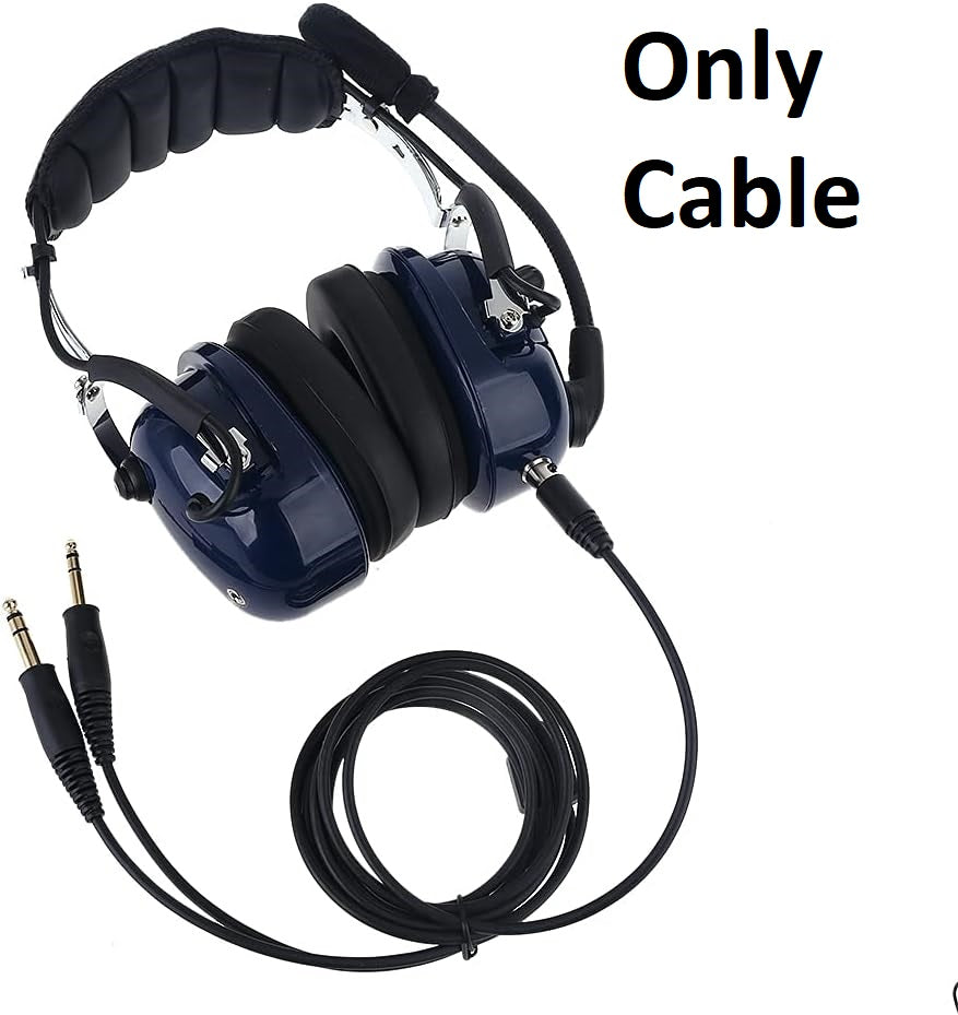 Replacement Cable for Aviation Headset – Dual Plug GA Aircraft Audio Cord (No Headset)
