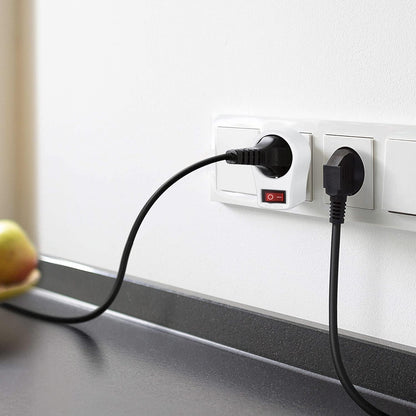 1 Compartment Socket Adapter with Switch – 16A 250V Max 3680W Power Socket with ON/OFF Button (White) – Single Piece