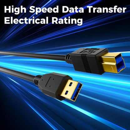 1.5 Meter USB 3.0 Type-A to USB B Cable – High Speed Printer & External Hard Drive Cable with Gold-Plated Connectors