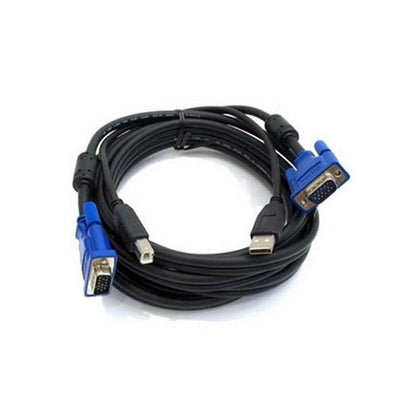 1.5 Meter USB VGA KVM Switch Cable 15 Pin VGA Male to Male with USB A to B Printer Cable for PC Monitor Keyboard Mouse