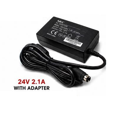 24V 2.1A AC Adapter Power Supply – Round 3 Pin Connector NEC Compatible 100-240V 50/60Hz Universal Switching Adapter for Printer, Scanner, CCTV, UPS Battery, Water Plant, PLC, Audio Amplifier, Sound Bar & Electronics